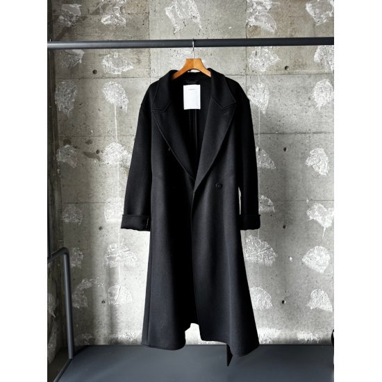 OVERCOAT 【オーバーコート】DOUBLE-FACE BEAVER WOOL PEAKED LAPEL OVERCOAT  BLACK(F24C021-DWDB)