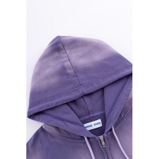 WOKE EDGE|ウォークエッジ Faded Embroidery Zip Up Hoodie