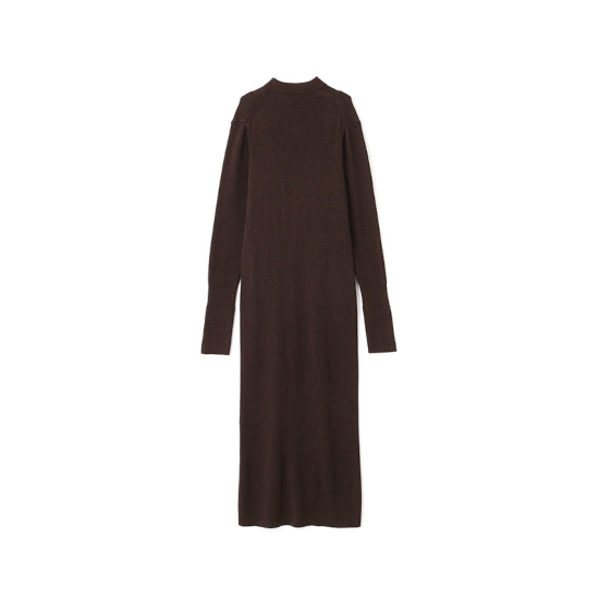 安価 ワタナベ ETRE【エトレ】フロントホックロングニットワンピース BROWN ワンピース