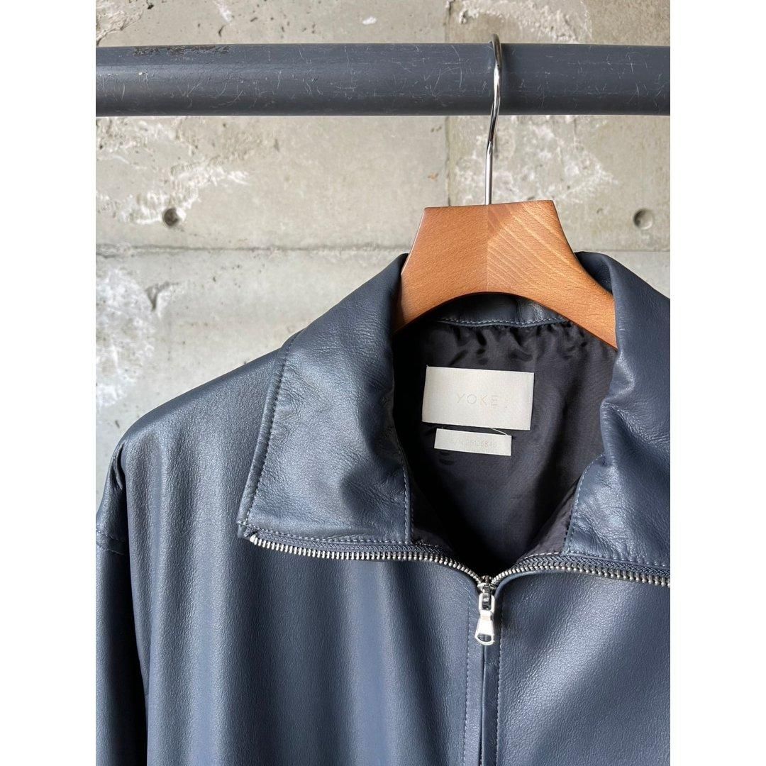 YOKE|ヨーク LEATHER TRAINING JACKET CHARCOAL NAVY (YK25SS0905B)