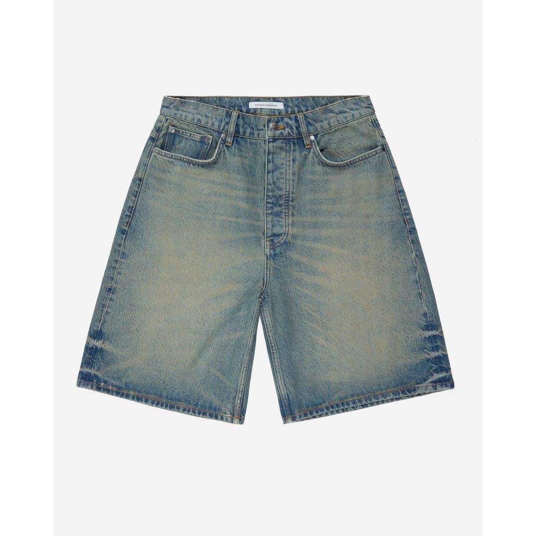 NO MAINTENANCE|Ρƥʥ  Wide Leg Denim Shorts Sand Wash Indigo (NM_0051A) 