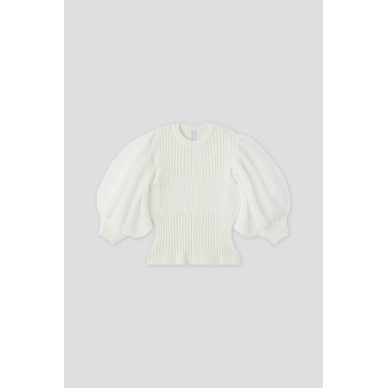 【CFCL】FLUTED LUCENT SHORT PUFFSLEEVE TOP CFCL FLUTED LUCENT SHORT PUFFSLEEVE TOP