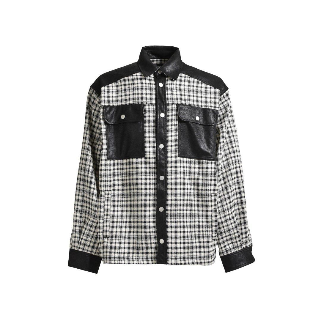 トップス BREATH NEWRICH CHECK SHIRT JACKET BREATH|ブレス NEWRICH CHECK SHIRT JACKET / BLACK WHITE