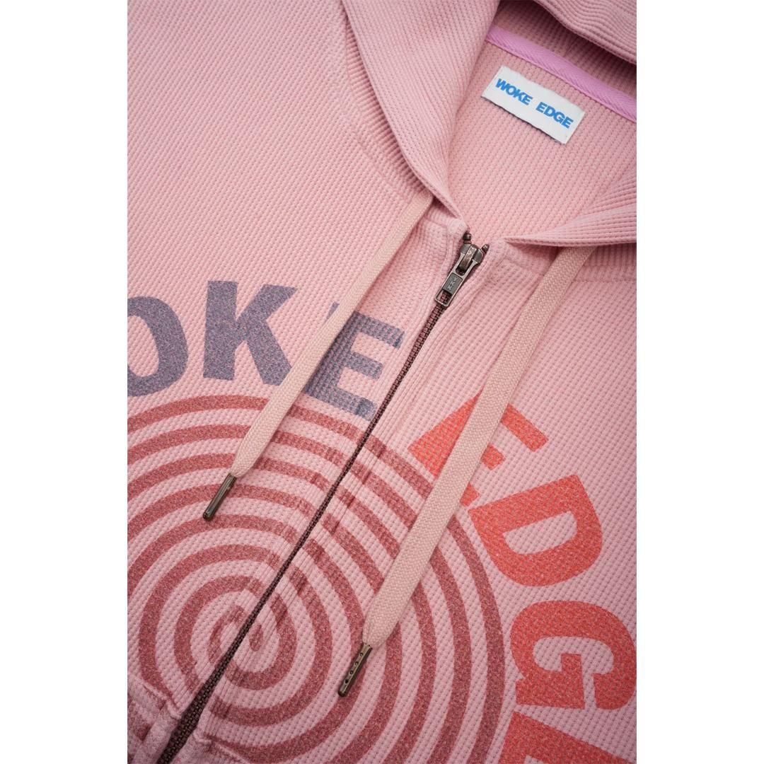WOKE EDGE|ウォークエッジ Washed Thermal Zip Hoodie PINK WOKE EDGE|ウォークエッジ Washed Thermal Zip Hoodie PINK