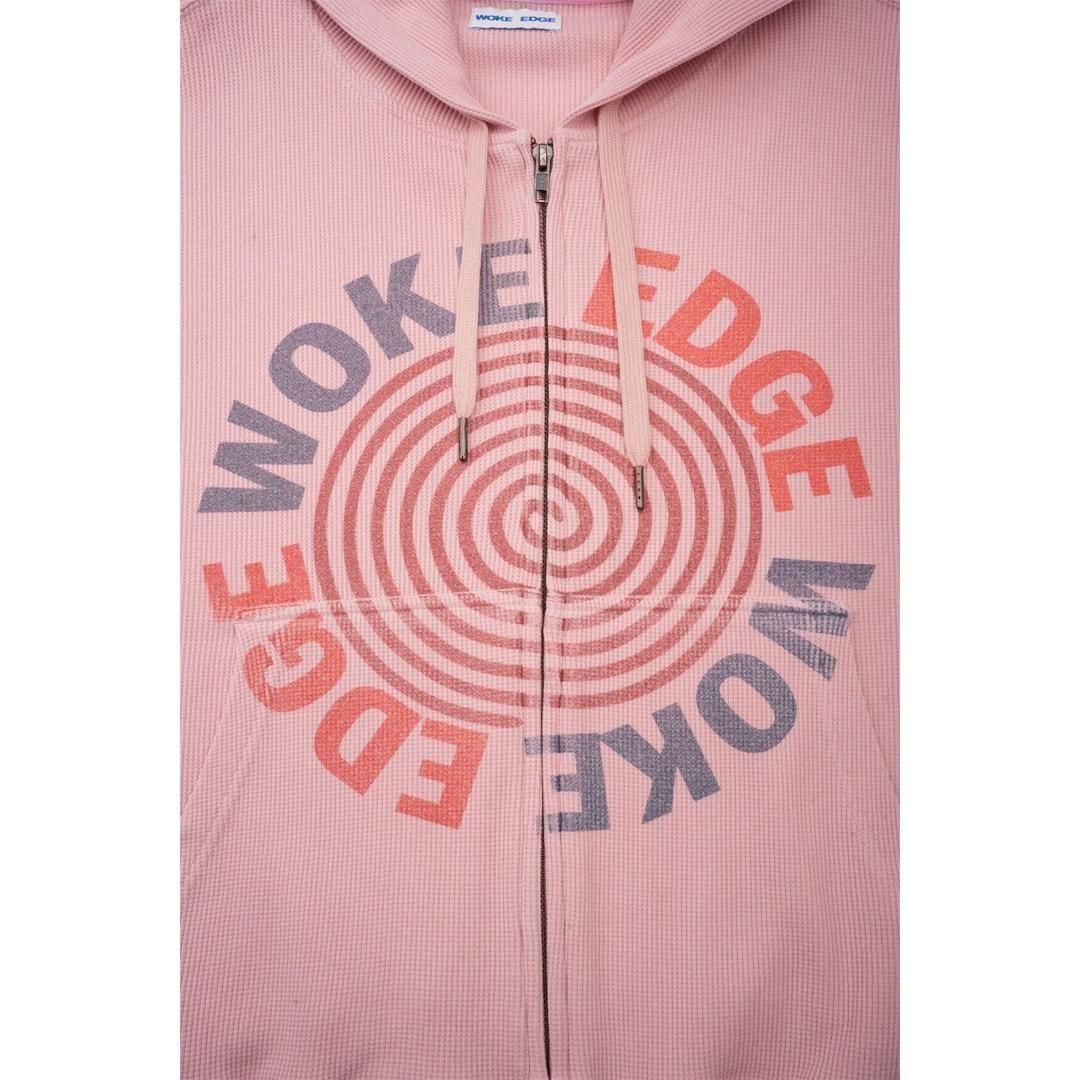 WOKE EDGE|ウォークエッジ Washed Thermal Zip Hoodie PINK WOKE EDGE|ウォークエッジ Washed Thermal Zip Hoodie PINK