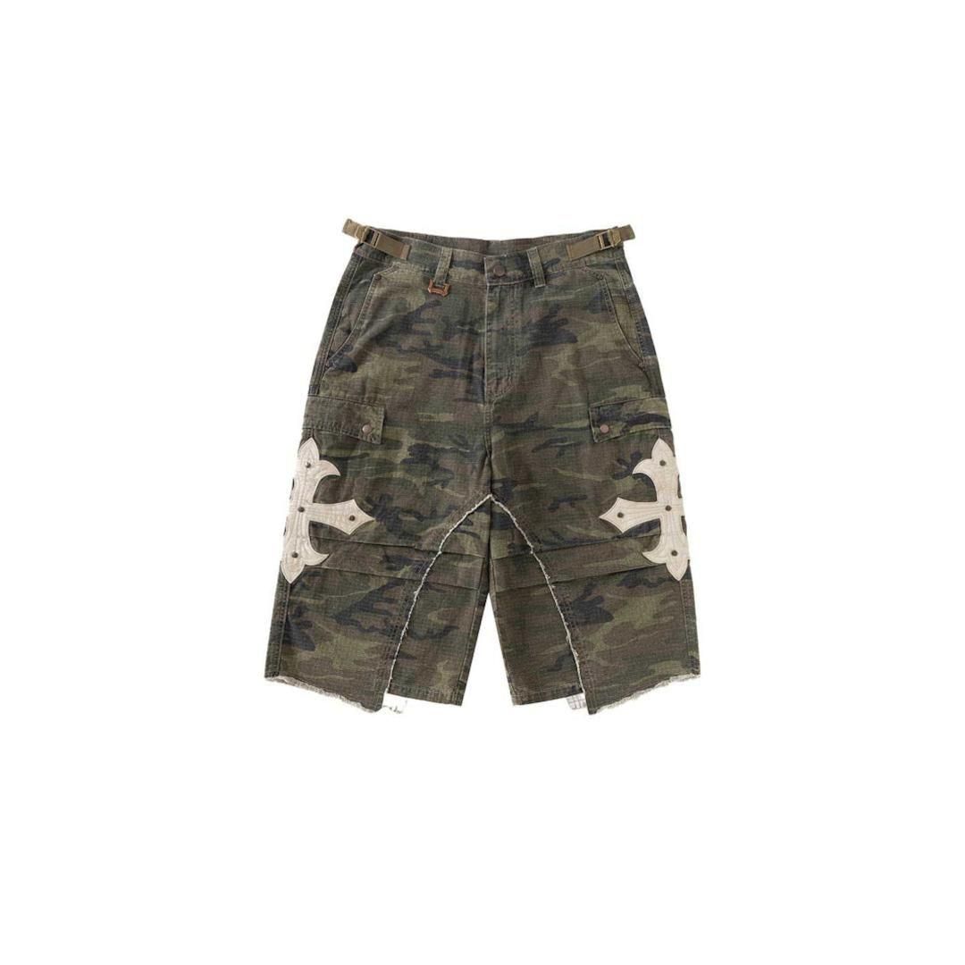 SUPPLIER|ץ饤䡼 Cross Leather Patch Baggy Shorts GREEN (2511-08117-0253002)(0253003)