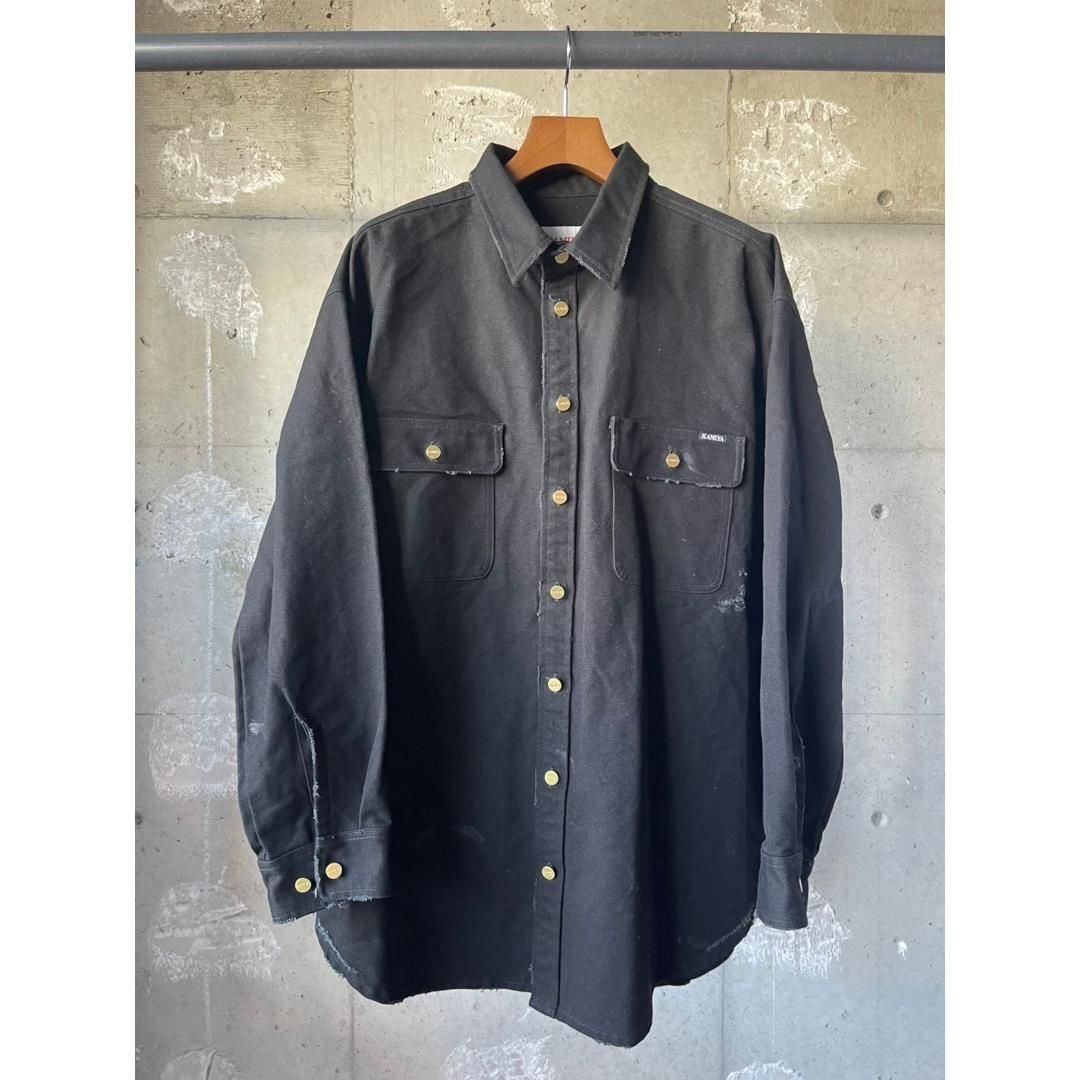 KAMIYA|ߥ BORO DUCK SHIRT  BLACK (GT14SH034)