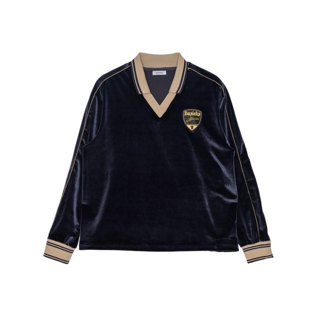 BASICKS|١å  Velvet Football Shirt - NAVY (S3.5-0501)