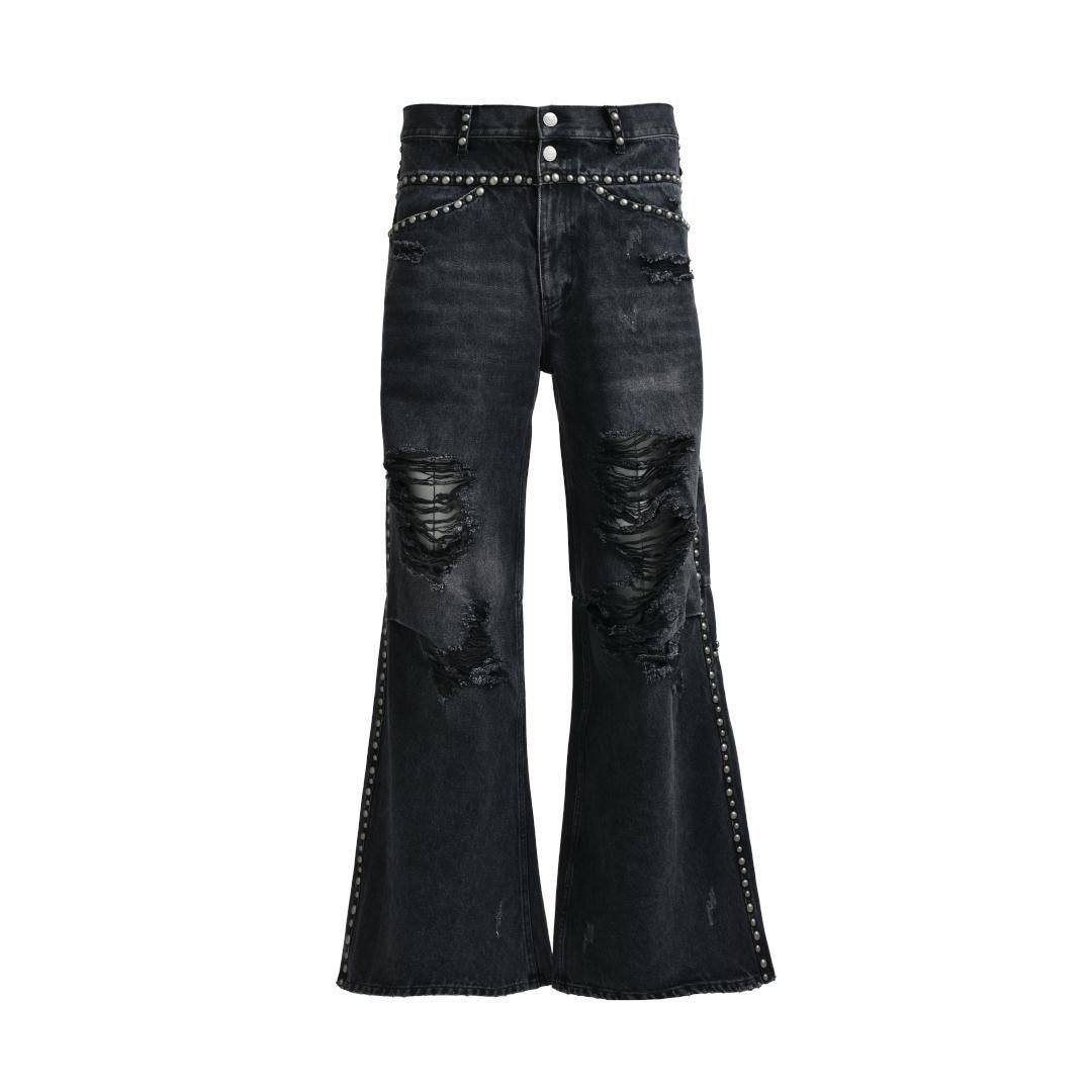 BREATH|֥쥹  SUICIDE STUDS WIDE DENIM PANTS / BLACK (BR25SS-P1012)