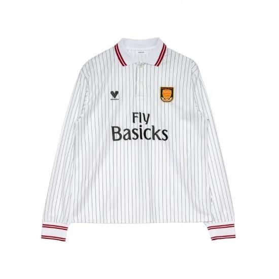 BASICKS|١å   Oversized Stripe Football Shirt WHITE  (S3.5-0504)