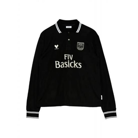BASICKS|١å   Oversized Stripe Football Shirt BLACK (S3.5-0504)