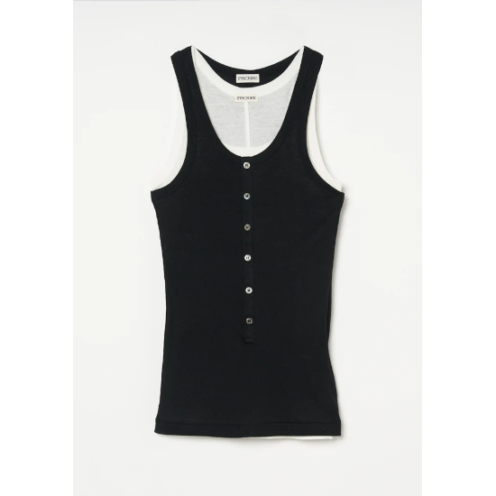 INSCRIRE ڥ󥹥ꥢNatural Mix Rib Layered T/T BLACKWHITE (IC251DAI25SSCUT22)