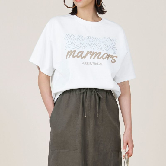 marmors【マルモア】 ponte logo T-shirt WHITE (0225109022)