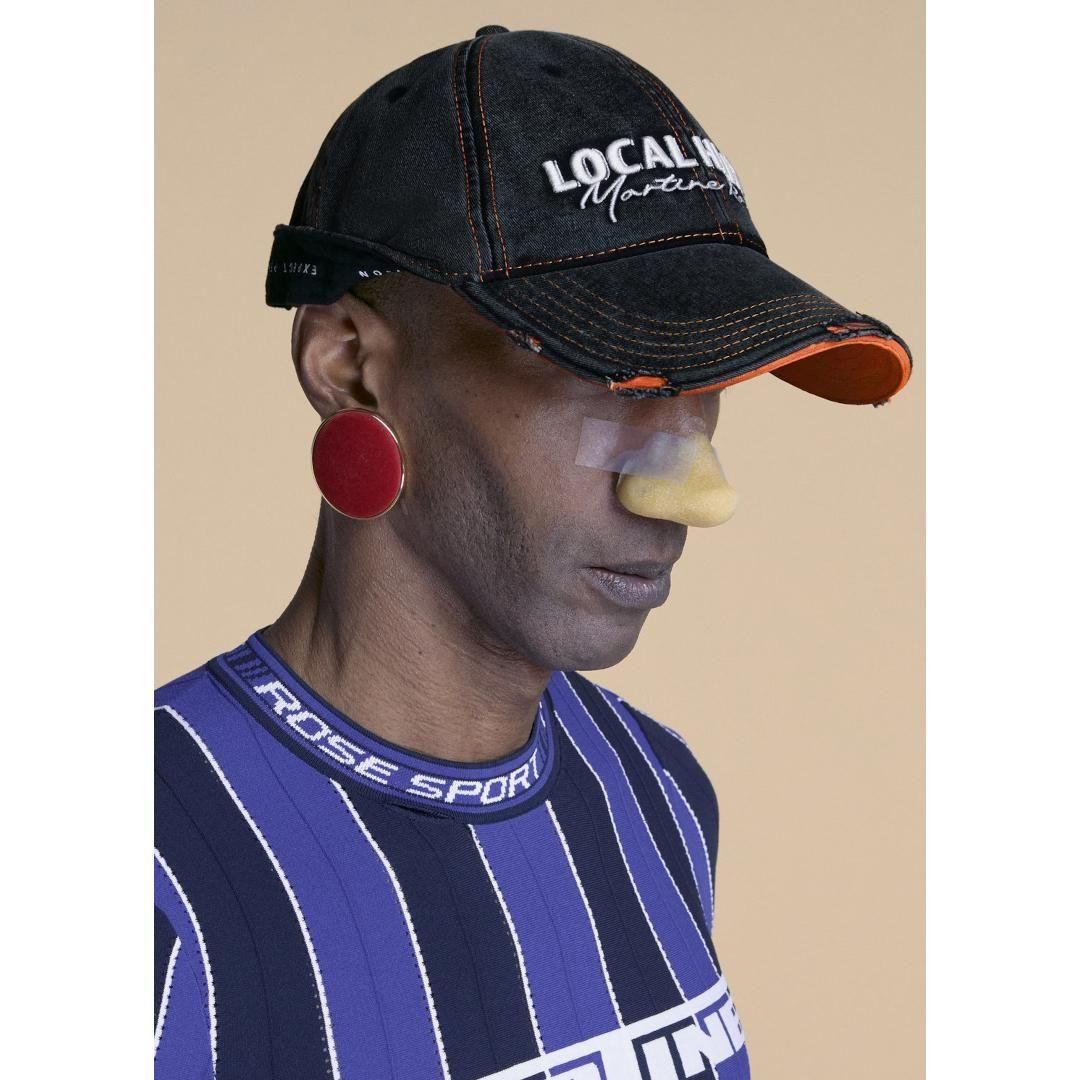 帽子 martine rose ROLL BACK CAP BLACK ORANGE Martine Rose (マーティン・ローズ) - ROLL BACK CAP BLACK
