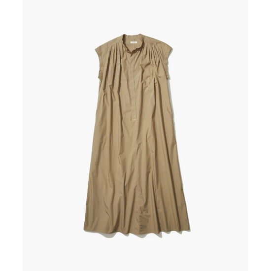 ATON ڥȥ NATURAL DYED COTTON LAWN | TUCKED DRESS BEIGE (AT-OPAGGM0402)