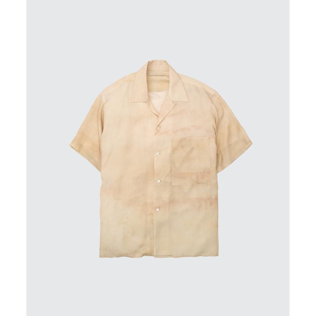 YOKE|衼  LANDSCAPE PRINTED TENCELL POPLIN OPEN COLLAR SHIRT BEIGE (YK25SS001003SH)