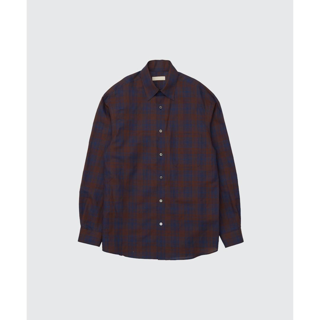 YOKE|衼   COTTON LINEN BOIL SHIRTS / BROWN PLAID (YK25SS001008SH)