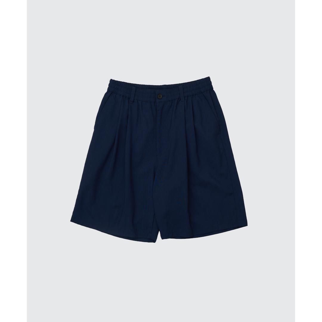 YOKE|衼 WOOL TROPICAL 2PLEATED EASY SHORTS  NAVY (YK25SS001009P)