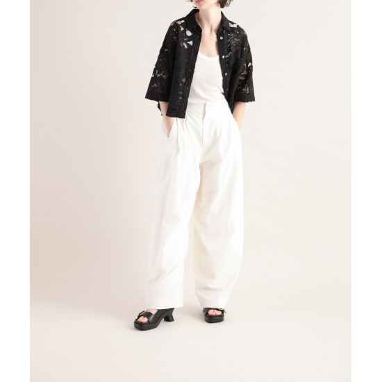 SACRAڥ LEAF RASCHEL LACE CROPPED SHIRT BLACK (125214071) 