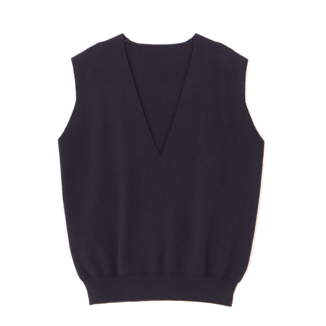 ETRE TOKYO　コットンシルクスリーブレスニット　ネイビー ETRE【エトレ】コットンシルクスリーブレスニットプルオーバー