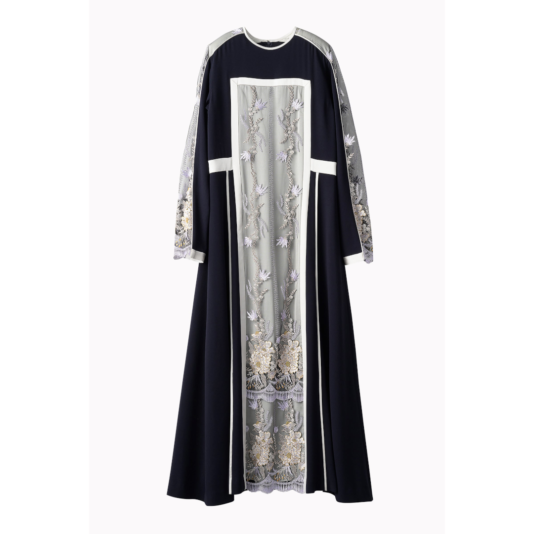 MURRALڥߥ塼 Framed flower lace dress Navy (251-1101) 