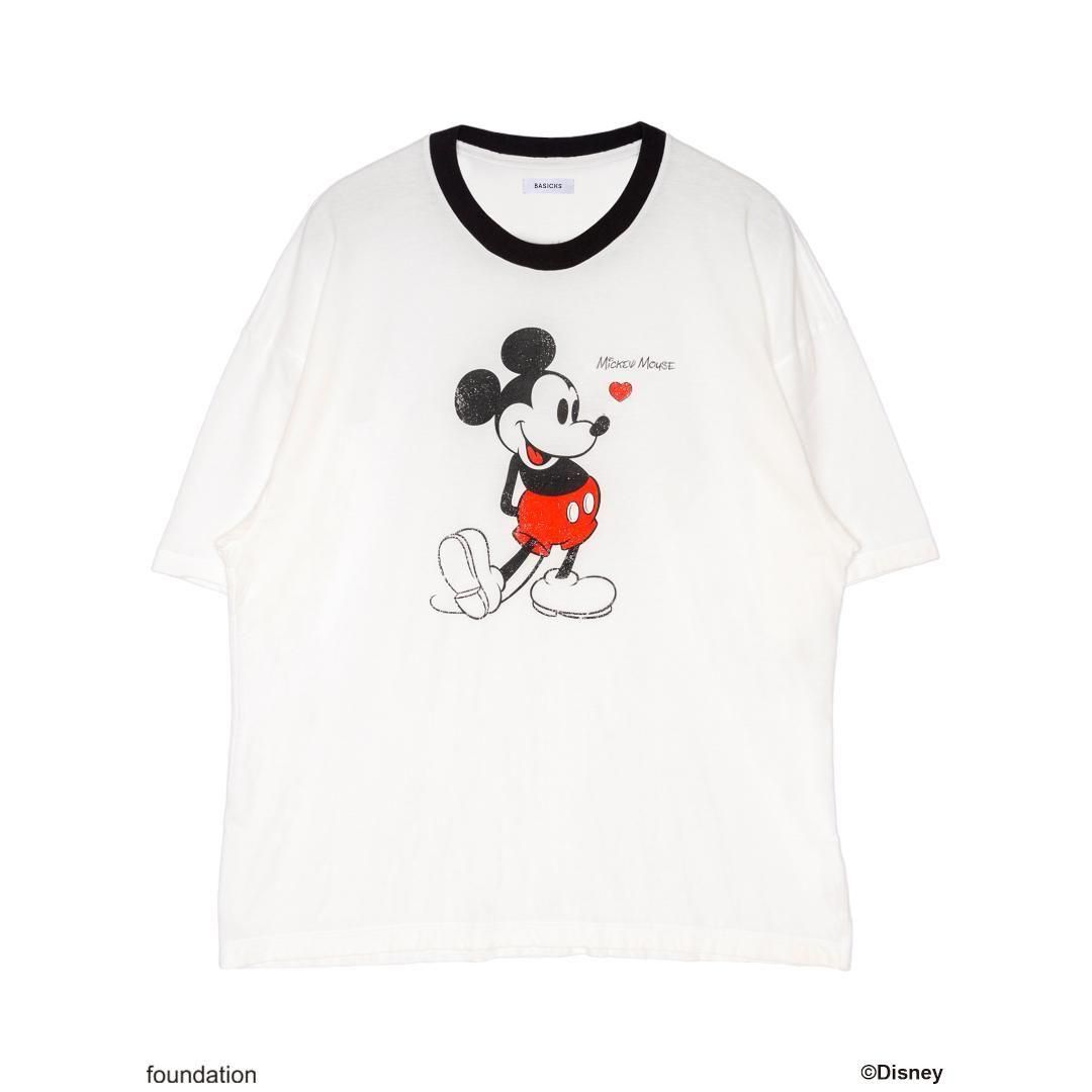 BASICKS|١å  MICKEY MOUSE VINTAGE RINGER T-SHIRT BLACK (DIS-0502)