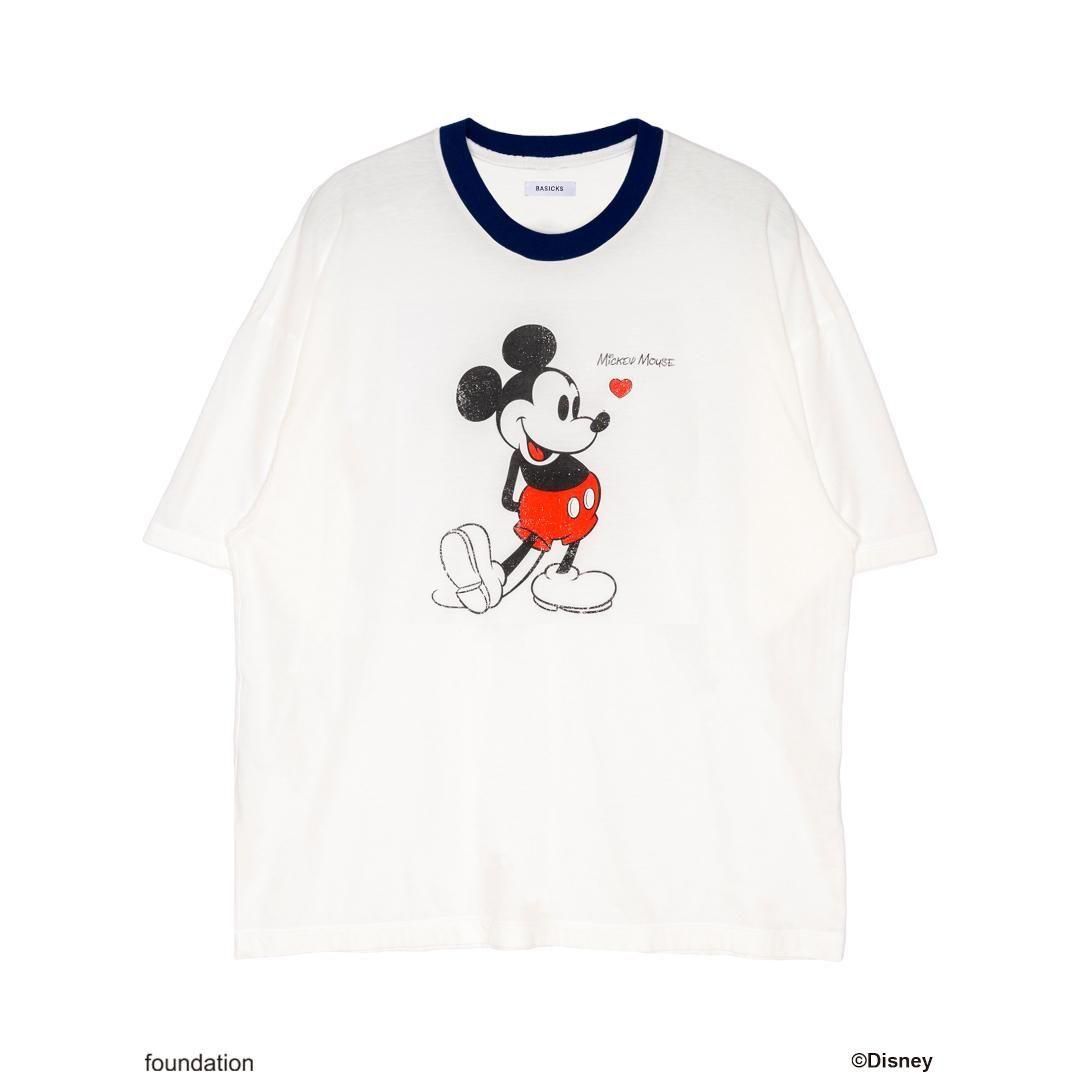 BASICKS|١å  MICKEY MOUSE VINTAGE RINGER T-SHIRT BLUE (DIS-0502)
