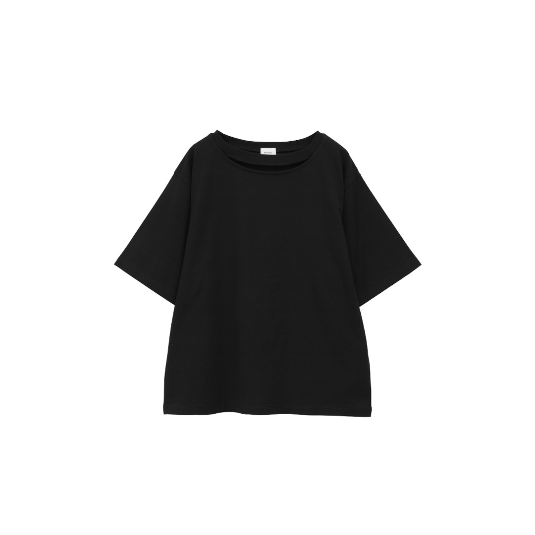 MANOF ڥޥΥա SLIT NECK CUT TOPS BLACK (88105-1112)