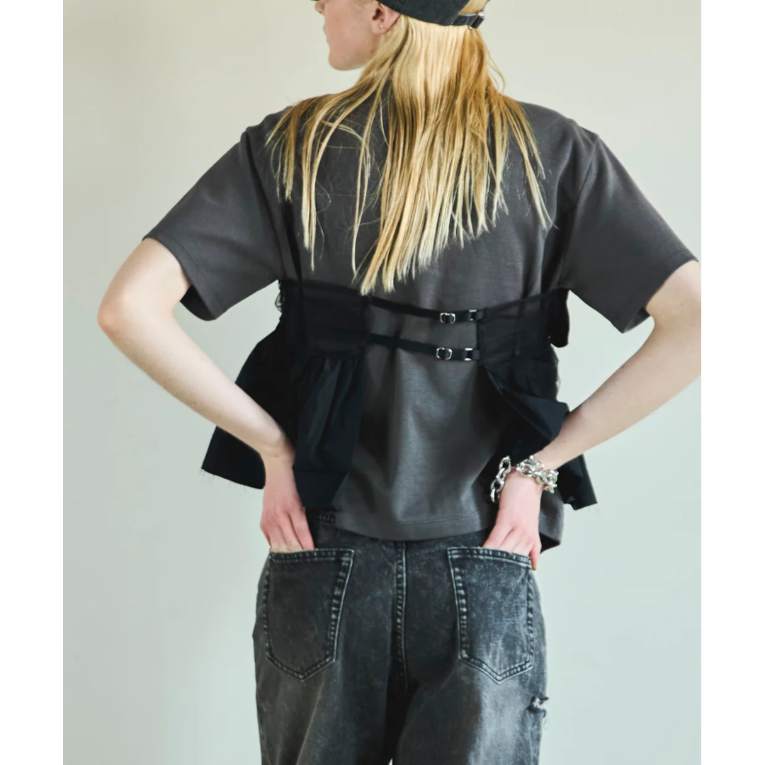 ●入手困難●MAISON SPECIAL ドッキングツイステッドTシャツ グレー MAISON SPECIAL 【メゾンスペシャル】 Docking Twisted T-shirt