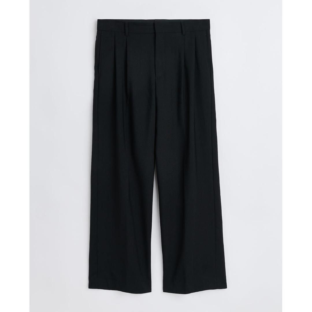 SUNFLOWER | ե   WIDE PLEATED TROUSER BLACK (4167-1)