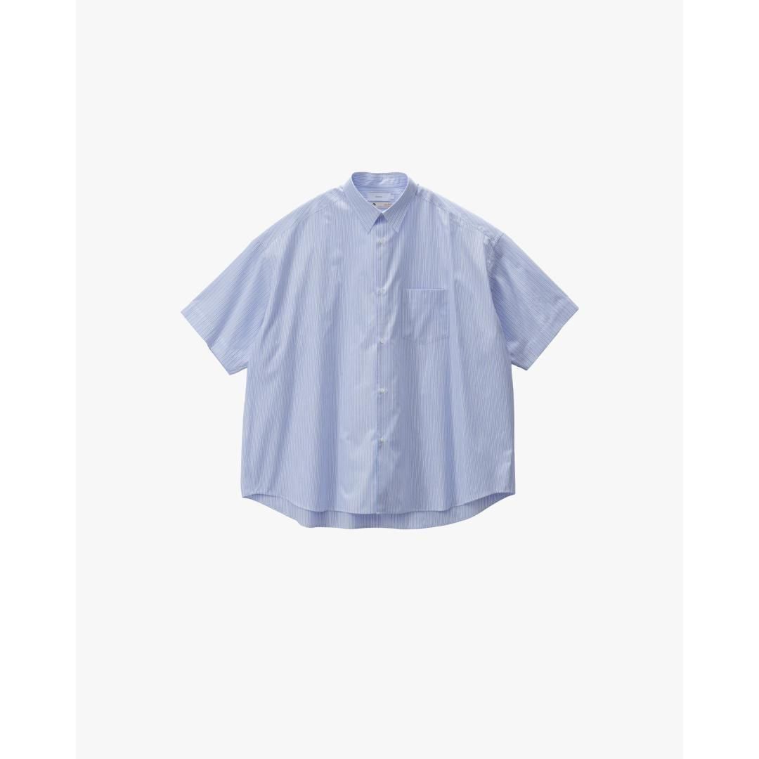  Graphpaper | եڡѡ  SIDOGRAS S/S Oversized Regular Collar Shirt SAX STRIPE (GM252-50012)