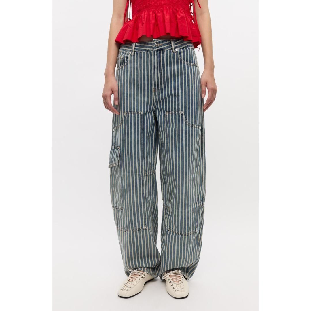  GANNI | ˡ  Blue Striped Carpenter Jeans SOFT CHAMBER (J1747)  
