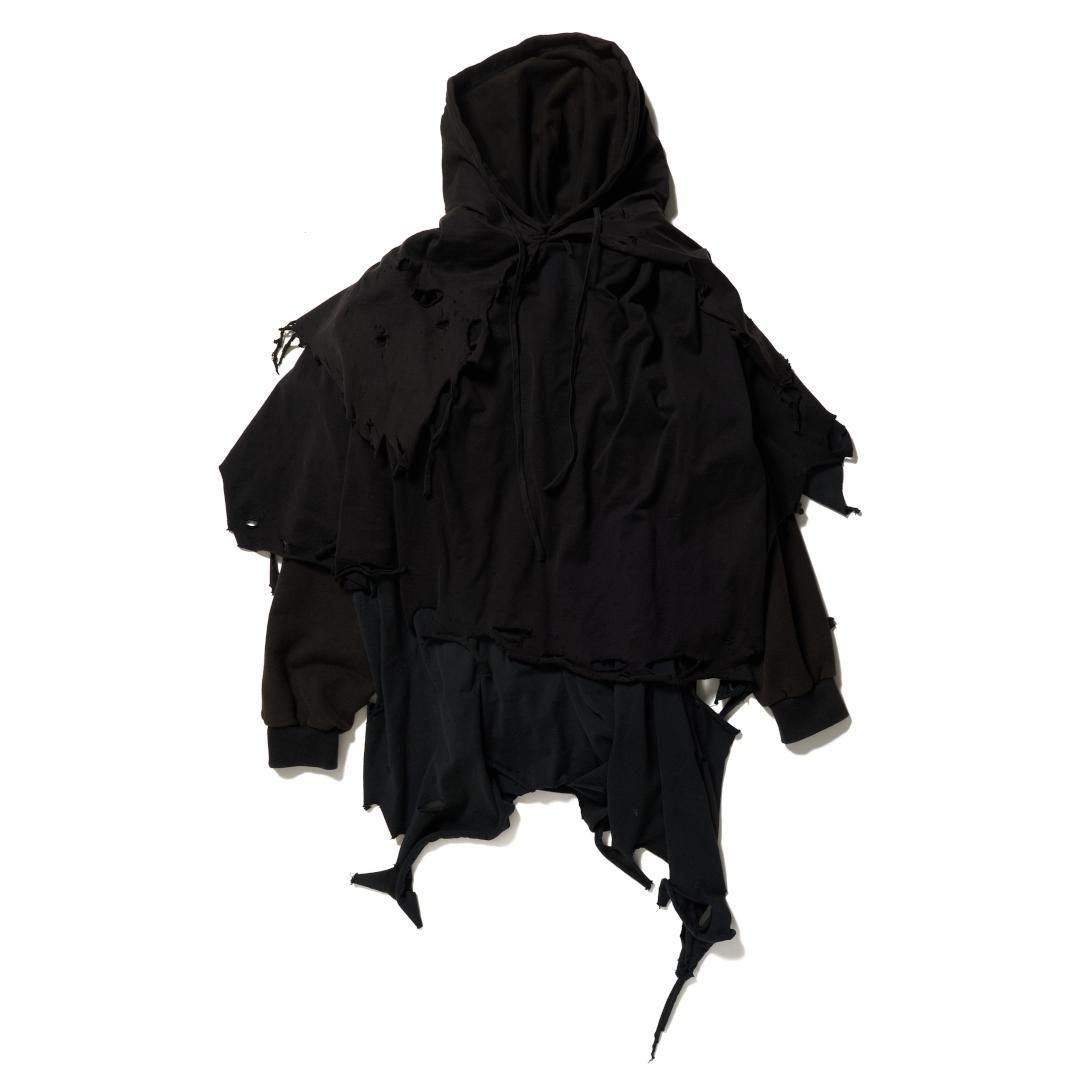 doublet|֥å PHANTOM FRAYED HOODIE  BLACK (25AW34CS397) 