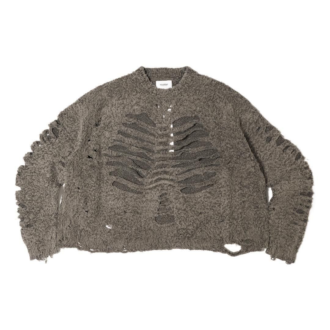 doublet|֥å  RIBCAGE KNIT PULLOVER GREY (25AW61KN192) 