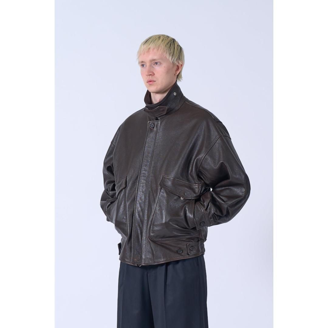 YOKE|ヨーク Cow Leather Flight Jacket BLACK , DARK BROWN