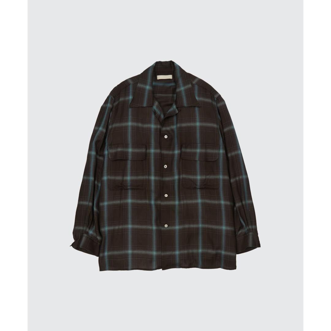 トップス 25aw YOKE Ombre Plaid Wpocket Shirt 2 YOKE|ヨーク Rayon Wool Ombre Plaid Wpocket Shirt BROWN (YK25FW01077SH)