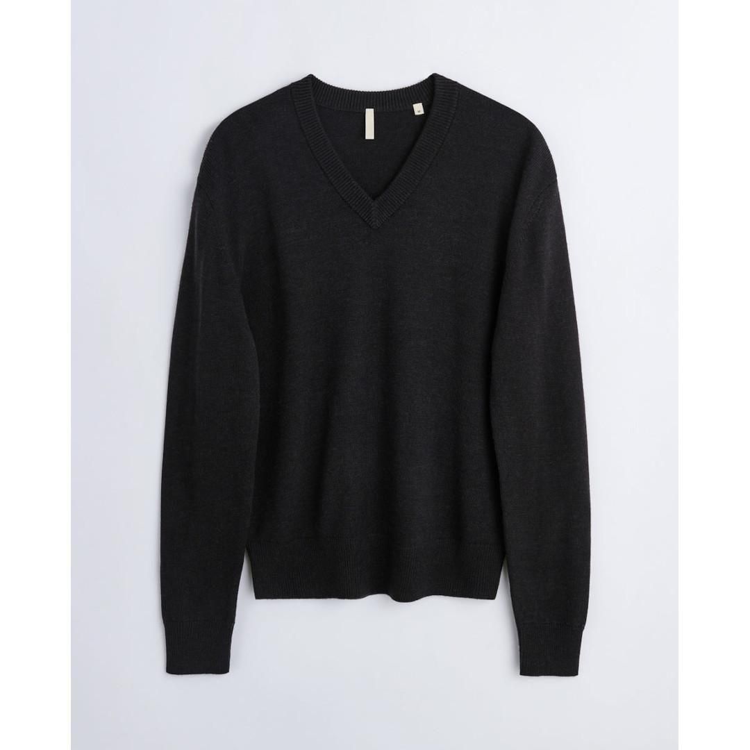 SUNFLOWER | サンフラワー moon merino v neck - BLACK (3039-3)