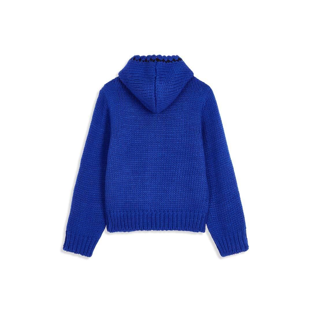 OPEN YY | オープンワイワイ STITCH ZIP UP KNIT HOODIE, BLUE