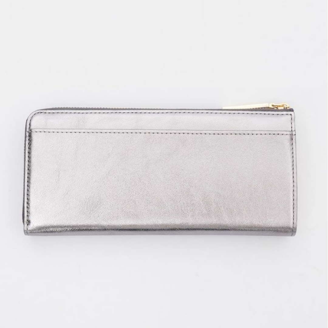 VIOLAd'ORO】 【ヴィオラドーロ】 メタリックレザー L字型財布 Silver
