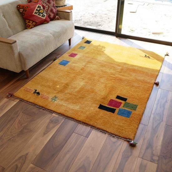 49x47cm ギャッベ・マット(J34）じゅうたん・ラグ