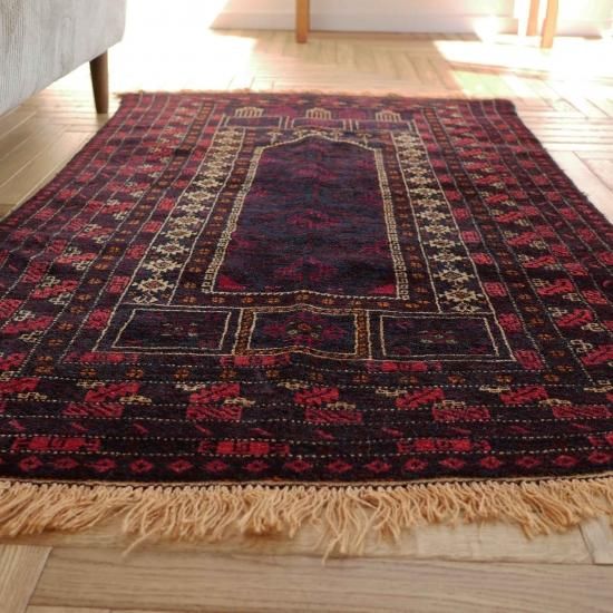 漆赤アフガニスタンバルーチ147×90cm【送料無料】 - inie japan 漆赤アフガニスタンバルーチ147×90cm【送料無料】 - inie japan