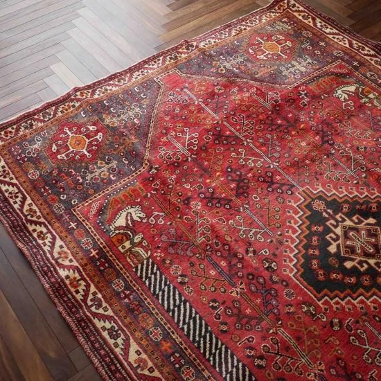 ペルシャキリム　手織り　シラーズ産　カシュカイ族　ウール100% トライバルラグ ペルシャキリム 手織り シラーズ産 カシュカイ族 ウール100