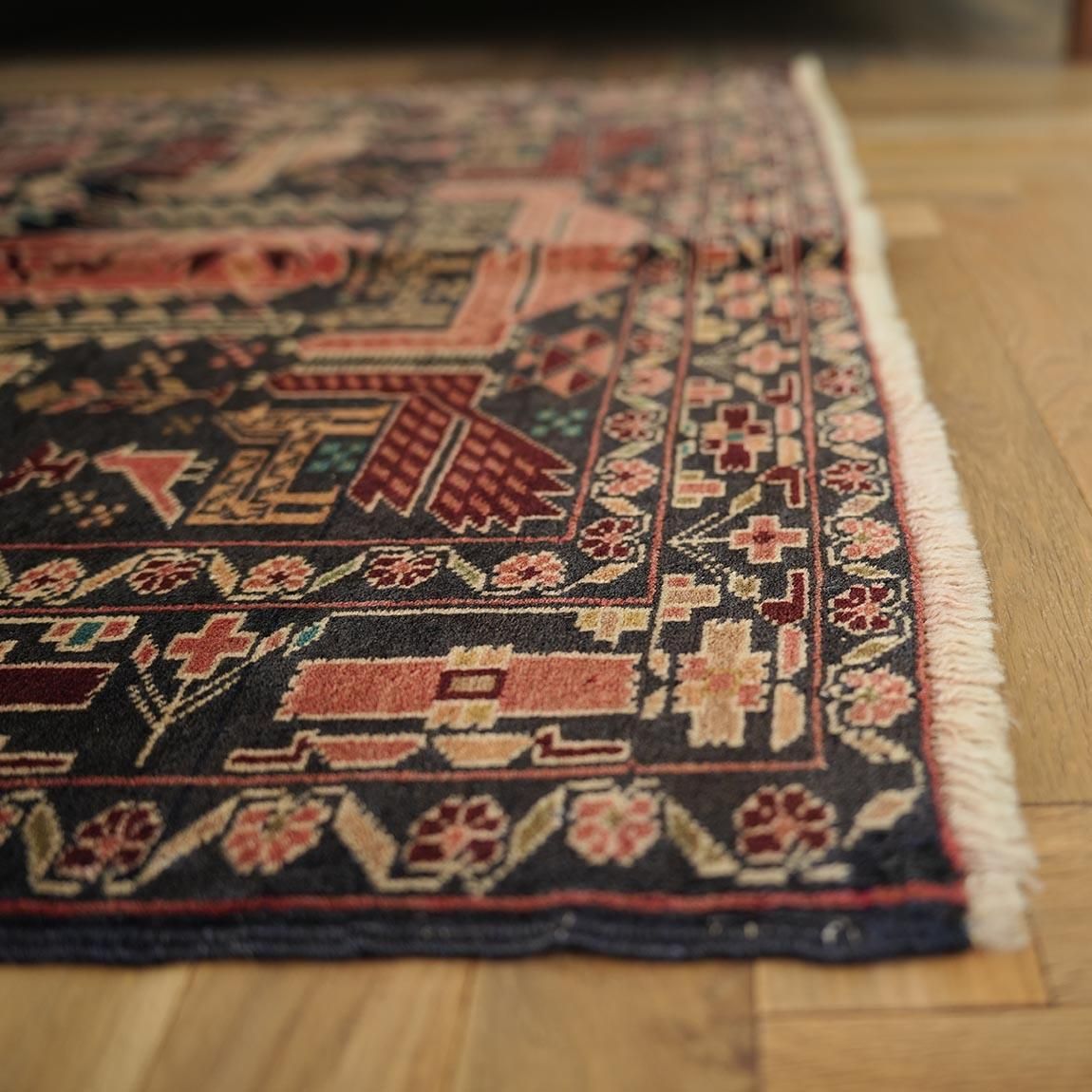 絨毯　モダール　ランナー　鳥　花　茶色 絨毯 モダール ランナー 鳥 花 茶色 赤