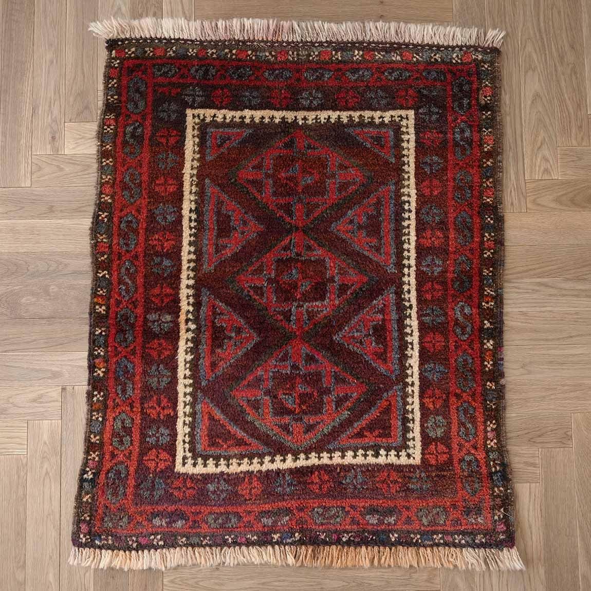 専用 手織り絨毯 ランナー ミナハニ紋様 約263cm×72cm