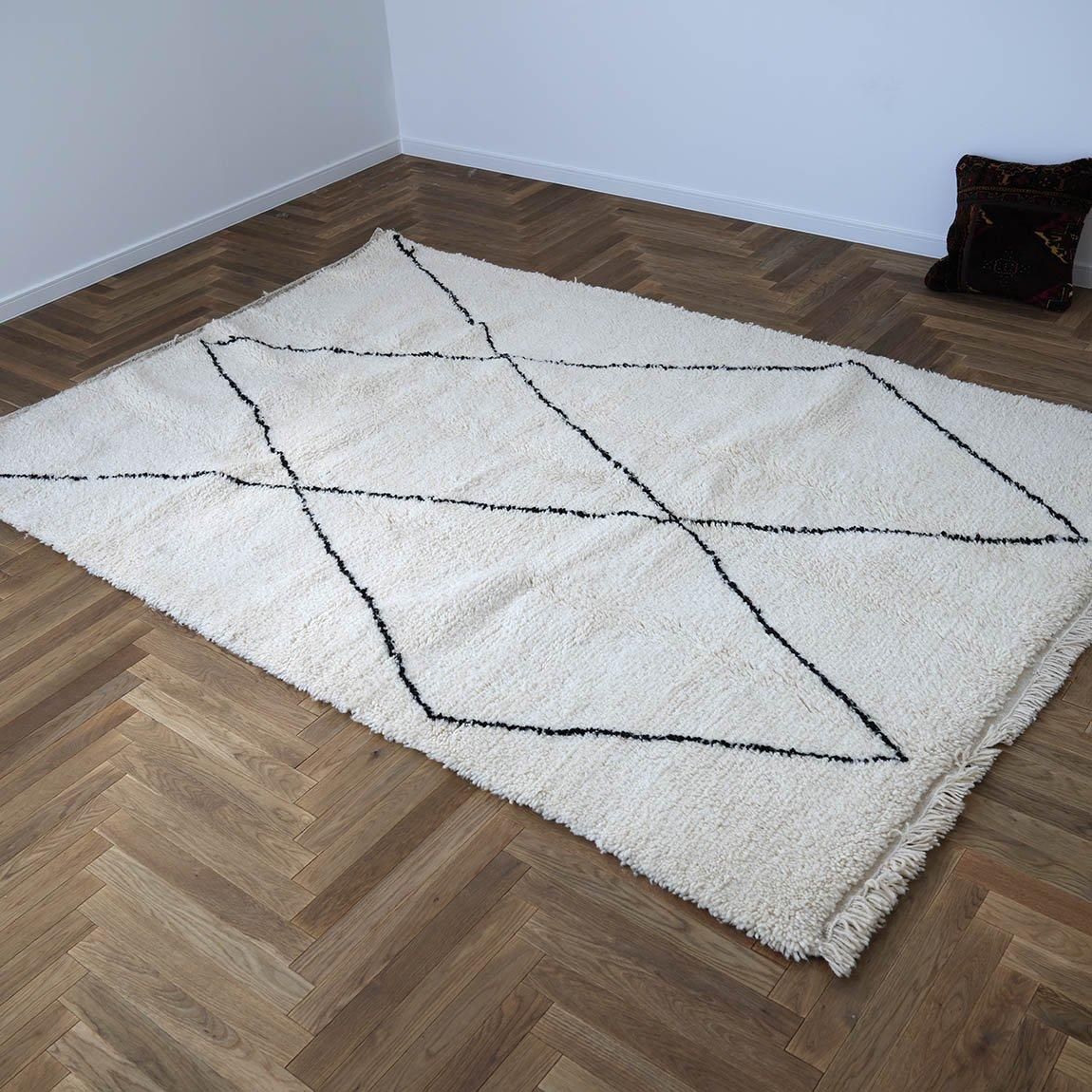 手織り絨毯 ランナー ミナハニ紋様 約263cm×72cm クリーニング済