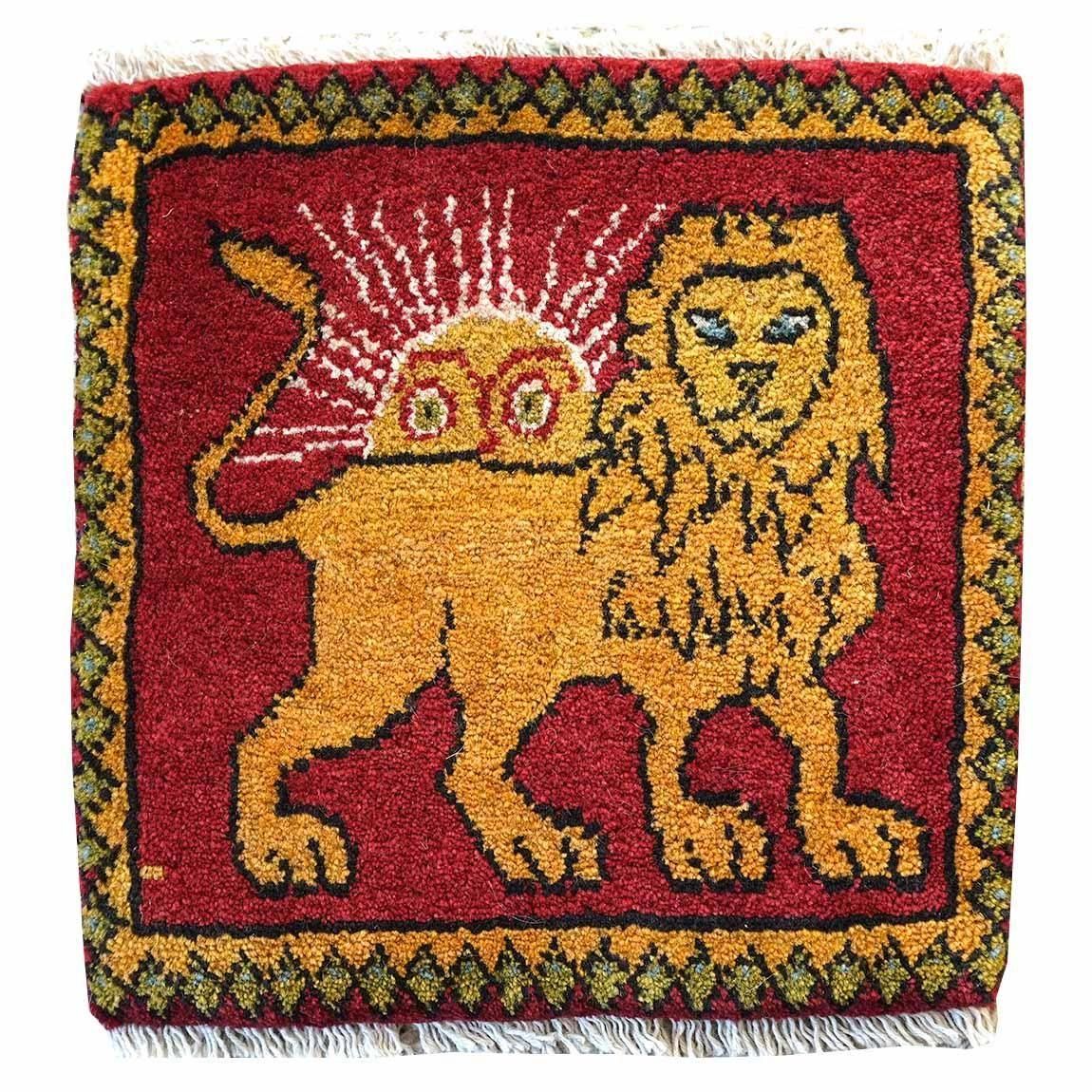 ライオンと太陽シリーズギャッベ40×40cm【送料無料】 - inie japan