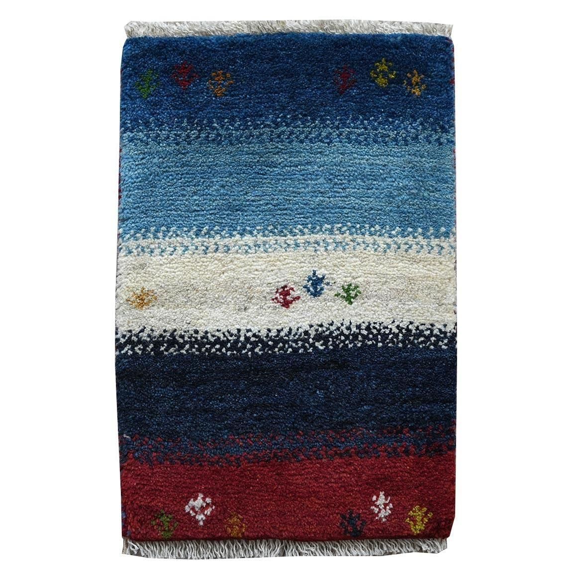 青に差し赤ギャッベ60×40cm【送料無料】 - inie japan | ギャッベや