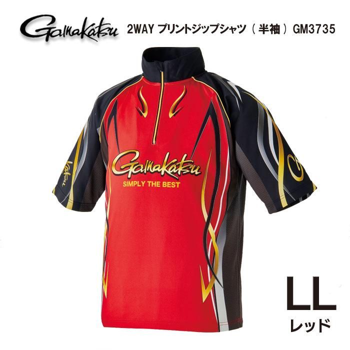 がまかつ】2WAY プリントジップシャツ(半袖) GM3735 レッド LL がまかつ】2WAY プリントジップシャツ(半袖) GM3735 レッド LL