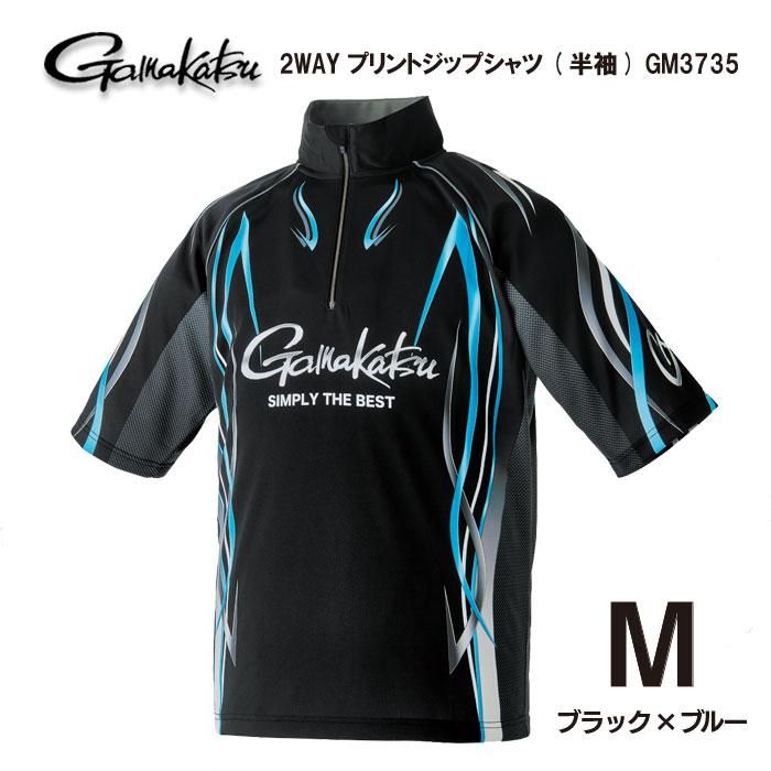 がまかつ】2WAY プリントジップシャツ(半袖) GM3735 ブラック がまかつ】2WAY プリントジップシャツ(半袖) GM3735 ブラック