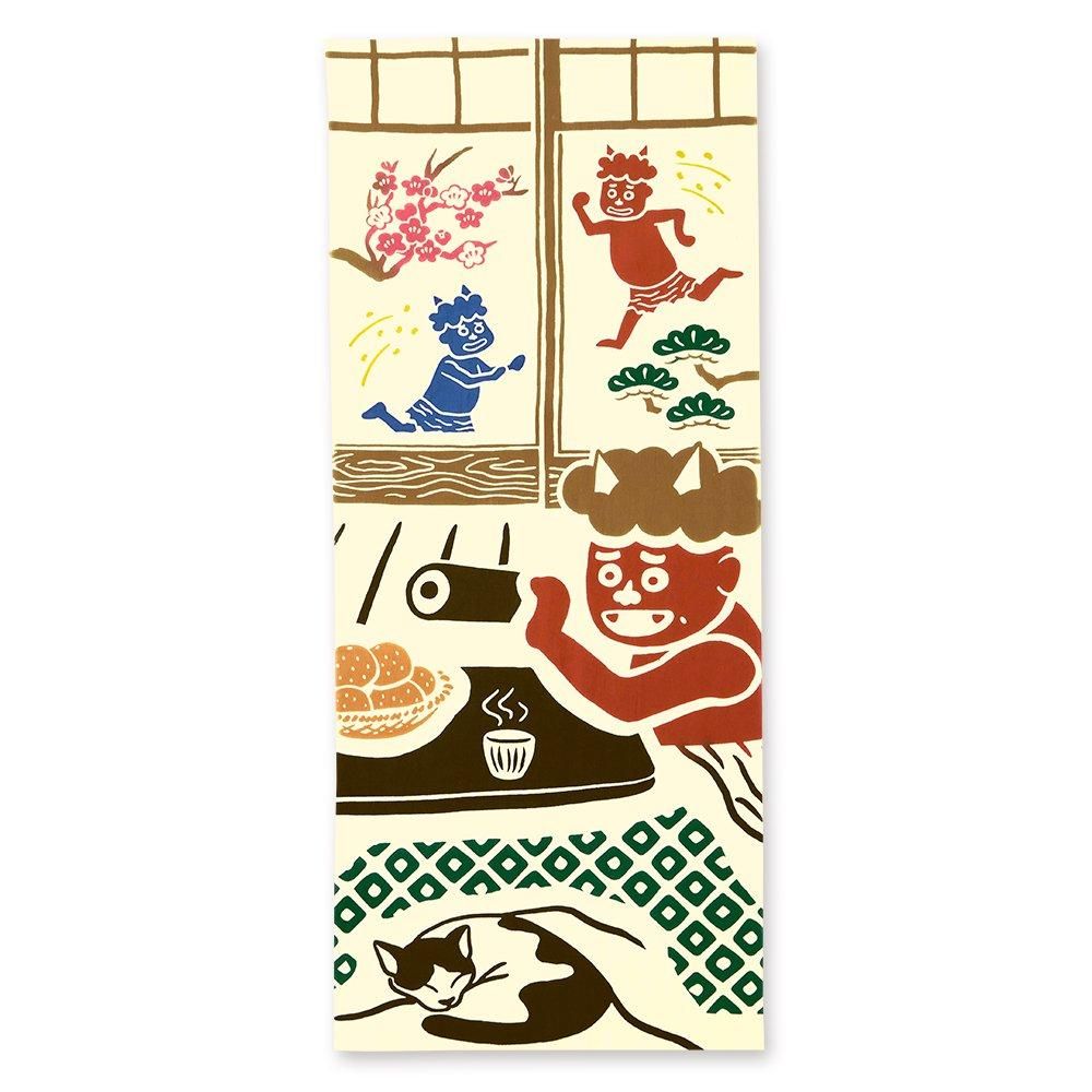 鬼と恵方巻｜手ぬぐい｜【Kenema】節分｜JIKAN STYLE（ジカン
